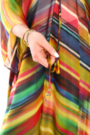 Tie Closure Maxi Kaftan in Smudged Sky