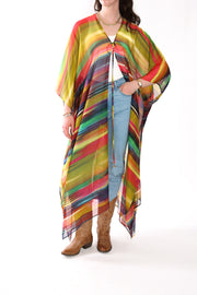 Tie Closure Maxi Kaftan in Smudged Sky