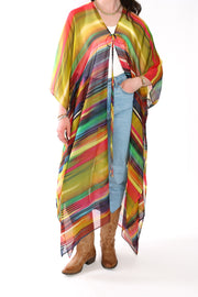 Tie Closure Maxi Kaftan in Smudged Sky