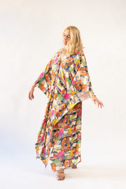 Silk Tie Closure Maxi Kaftan in Prospect Road