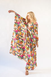 Silk Tie Closure Maxi Kaftan in Prospect Road