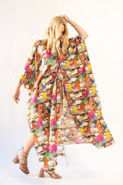 Silk Tie Closure Maxi Kaftan in Prospect Road