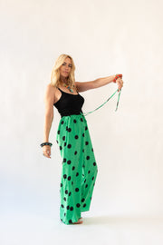 Drawstring Pants in Emeral Polka