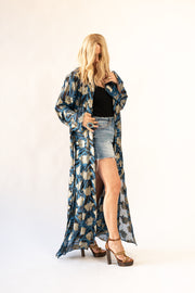 Silk Trench Dress in Metallic Tiger