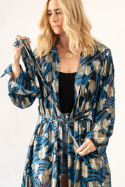 Silk Trench Dress in Metallic Tiger