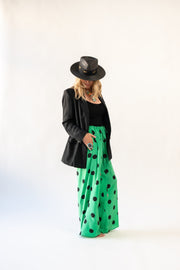 Drawstring Pants in Emeral Polka