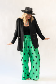 Drawstring Pants in Emeral Polka