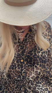Leopard Silk Vent Pants