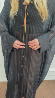 Obsidian Silk Button Maxi Kaftan