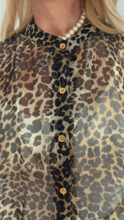 Leopard Silk Crop Button Kaftan PRE-ORDER