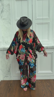 Midnight Floral Vent Pants