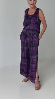 Square Neck Top in Plum Plaid