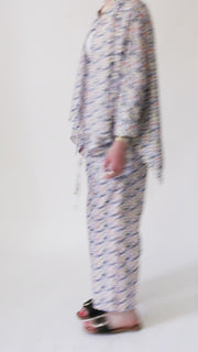 Cropped Button Closure Kaftan in Cotton