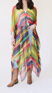 Tie Closure Maxi Kaftan in Smudged Sky